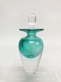 Vintage R. Held Iridescent Green/Clear Glass Perfume Bottle