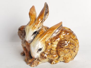 Vintage Italian Porcelain Bunnies Figurine
