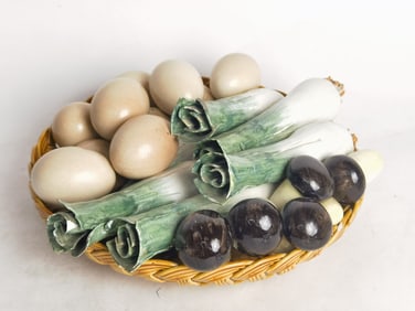 Vintage Bassano Italy Earthenware Vegetable Basket