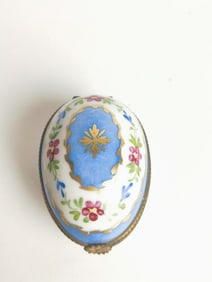 Antique Limoges France Porcelain Floral Egg Trinket