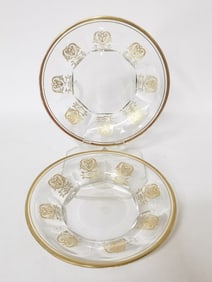 Pr. of Baccarat "Empire" Gold Trim Crystal Underplates