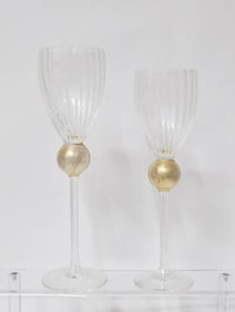 (2) Union Street Glass Manhattan Candle Holders