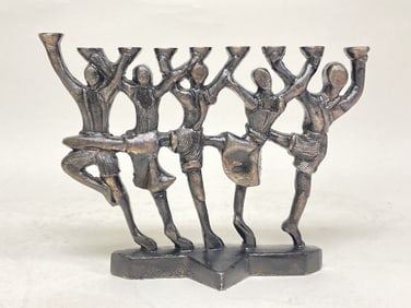 1996 D. Klass Bronze Hora Dancers Menorah