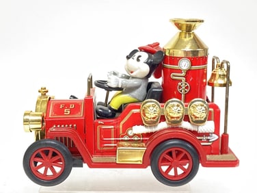 Vintage Mickey Mouse In Old Times Fire Truck Toy