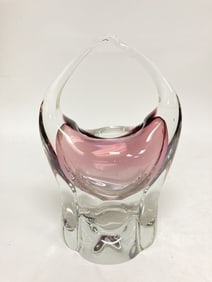 Vintage Murano Italy Amethyst Glass Basket