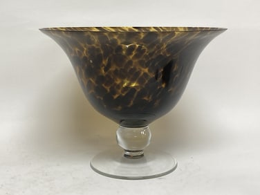 Vintage Turtoise Shell Glass Pedestal Bowl