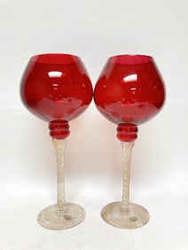 (2) Home Essentials Red Voltare Glasses