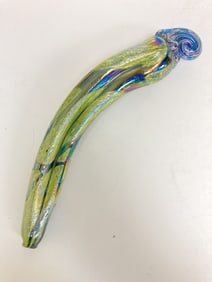 Vintage Iridescent Art Glass Green Pepper