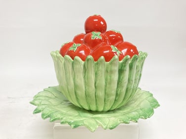 Vintage Fitz & Floyd Porcelain Tomato Covered Bowl