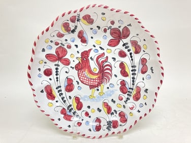 Vintage Deruta Italy Ceramic Hand Painted Rooster Plate