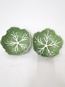 (2) Vintage Bordallo Pinheiro Porcelain Cabbage Bowl