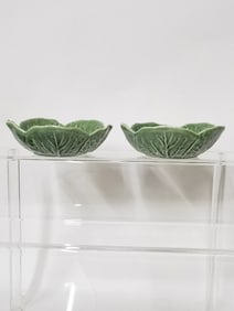 (2) Vintage Bordallo Pinheiro Porcelain Cabbage Bowl