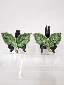 (2) Vintage Bordallo Pinheiro Porcelain Leaf Plate