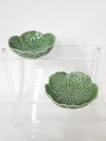 (2) Vintage Bordallo Pinheiro Porcelain Cabbage Bo