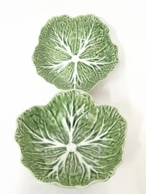 (2) Vintage Bordallo Pinheiro Porcelain Cabbage Bowl