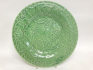 Vintage Bordallo Pinheiro Porcelain Vine Green Plate