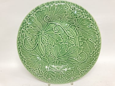 Vintage Bordallo Pinheiro Porcelain Vine Green Plate