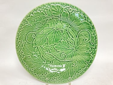 Vintage Bordallo Pinheiro Porcelain Vine Green Plate