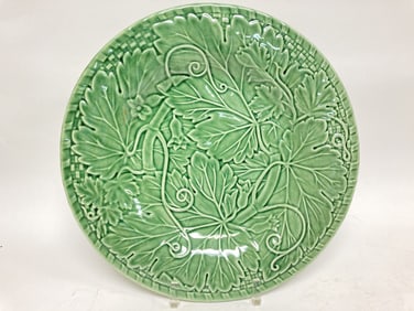 Vintage Bordallo Pinheiro Porcelain Vine Green Plate