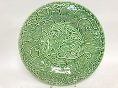 Vintage Bordallo Pinheiro Porcelain Vine Green Plate