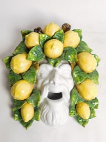 Vintage Italian Porcelain Lemon Mask Wall Decor
