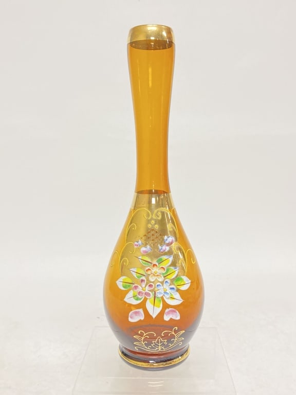Vintage Murano Italy Hand Painted Gilt Amber Glass (1 of 6)