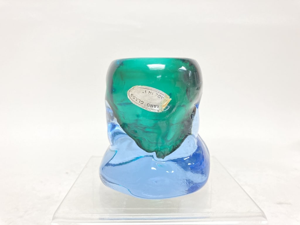 Vintage Murano Italy Sommerso Freeform Glass Votiv: Vintage Murano Italy Sommerso Freeform Glass Votive, 3in by 2 7/8in