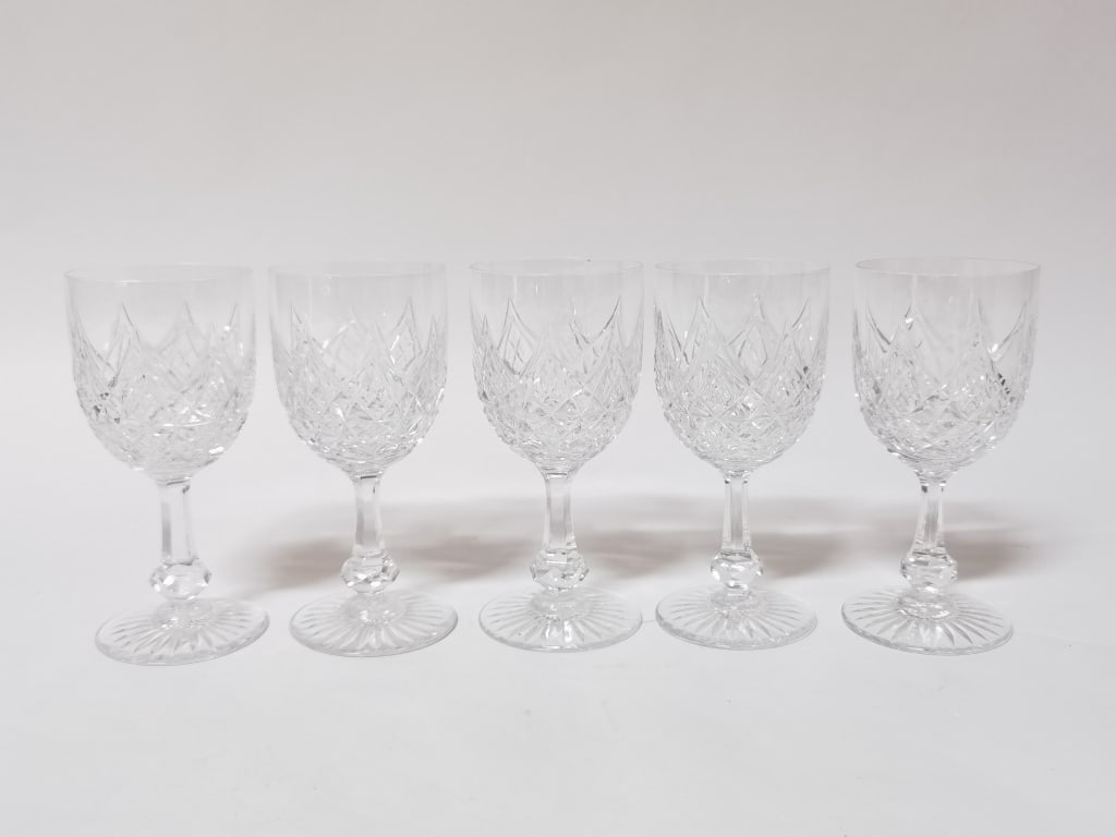 (5) Baccarat France Crystal "Colbert" Wine Glasses: (5) Baccarat France Crystal "Colbert" Wine Glasses, 6in