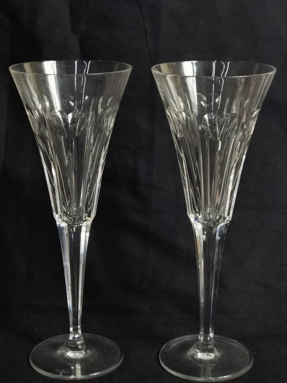 Pr. of Waterford Crystal Millenium Toasting Flutes: Pr. of Waterford Crystal Millenium Toasting Flutes, 9.25in