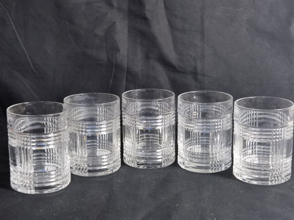 (5) Vintage Ralph Lauren Crystal Whiskey Tumblers: (5) Vintage Ralph Lauren Crystal Whiskey Tumblers, 4.25in