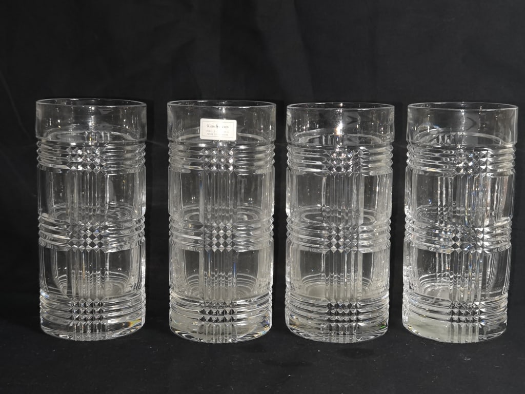 (4) Vintage Ralph Lauren Crystal Highball Tumblers: (4) Vintage Ralph Lauren Crystal Highball Tumblers, 6.25in