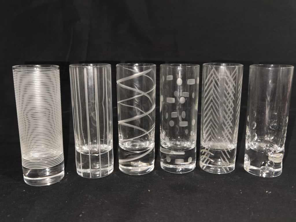 (6) Vintage Mikasa Cheers Etched Shot Glasses (1 of 3)