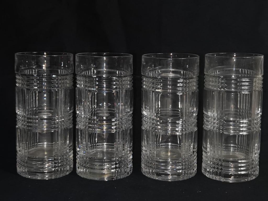 (4) Vintage Ralph Lauren Crystal Highball Tumblers: (4) Vintage Ralph Lauren Crystal Highball Tumblers, 6.25in