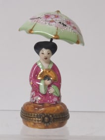 Limoges France Peint Main Porcelain Geisha Treasur
