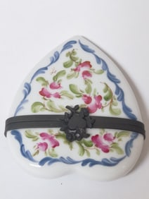 Limoges France Porcelain Floral Heart Treasure Box