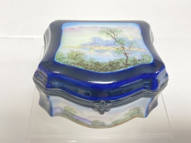 Antique German Sitzendorf Hand Painted Trinket Box