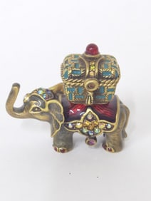 Jay Strongwater Enameled Rhinestone Elephant Trink