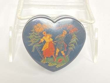 Signed Russian Heart Shape Trinket Box