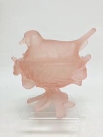 Vintage Westmoreland Frosted Pink Glass Robin Bird