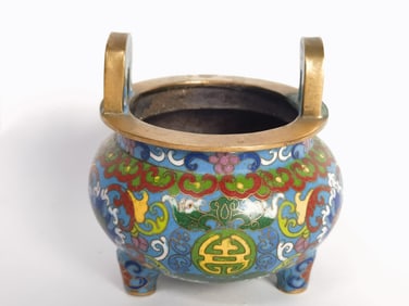 Chinese Cloisonne Three-Foot Censer