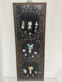 Qing Chinese Porcelain Inlay Gilt Lacquer Hanging