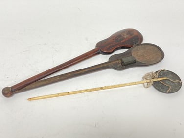 Chinese Wood Carved Scale Box with Hand Scale