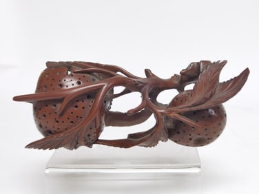 Qing Chinese Longanwood Carved Lychee Water Holder