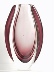Vintage Murano Italy Amethyst/Clear Glass Vase