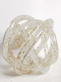 Vintage Murano Italy Glitter Clear Glass Knot Scul