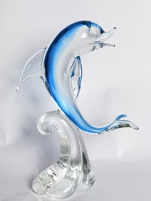 Large Formia Vietri di Murano Italy Glass Dolphin
