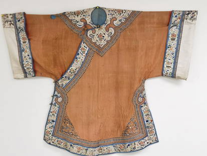 Mid-Qing Chinese Embroidered Robe: Mid-Qing Chinese Embroidered Robe, 42in by 52in