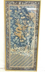 Qing Chinese Gold Thread Dazi Style Dragon Embroid