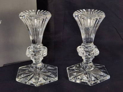 Pr. of Vintage Waterford Crystal Candlesticks: Pr. of Vintage Waterford Crystal Candlesticks, 5.25in