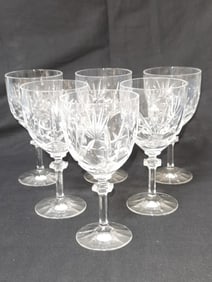(6) Gorham Crystal Crown Point Wine Glass Goblets